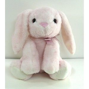 KellyToy Pink Bunny Rabbit Plush 12" plaid bow floppy ears